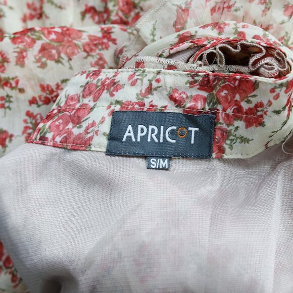 Apricot Ruffle Neck Floral Tank Top Boho Summer Chic - Picture 4 of 5